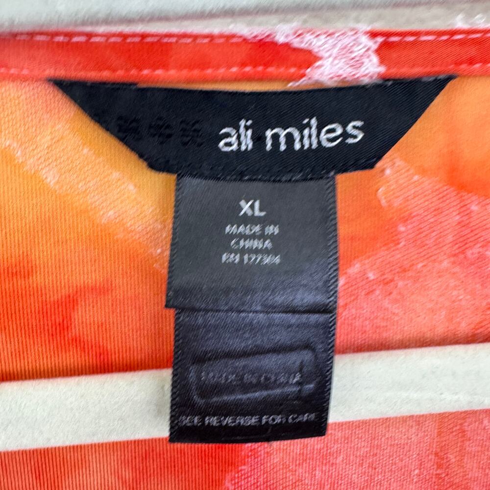 Ali Miles Womens Blouse Top Size XL Artsy Office Textured Fringe Bright Pink - Picture 2 of 8